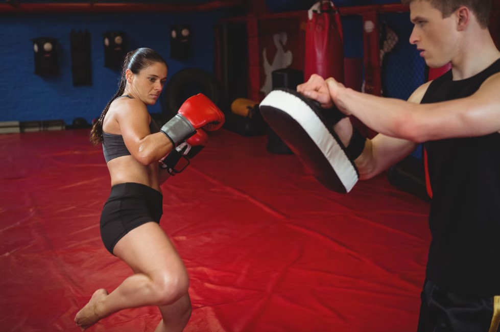woman with a kickboxing certification